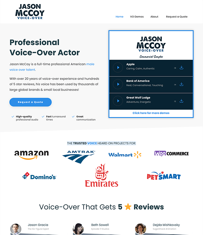 Voiceover actor website design